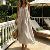 Slim Fit Summer Dress Women's Spaghetti Strap Beach Sundress, Sleeveless V Versatile Holiday Neck Cami Dress, Loose Flowy Vacation Long