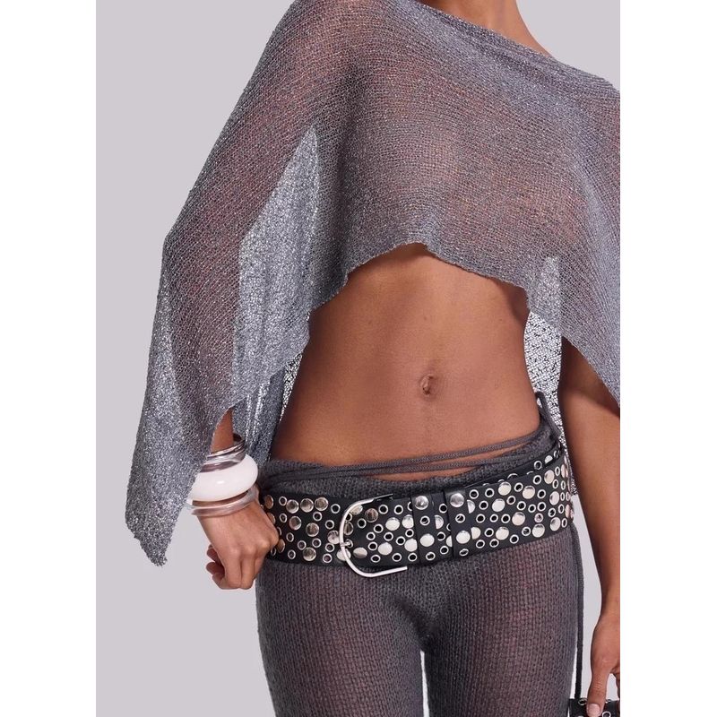 

Jaded London ~ Золотой вязаный кроп-топ с вырезами, халтер, шаль, несколько способов носки, отпускной стиль, слинг Silver One size(45.00 kg-70.00 kg)