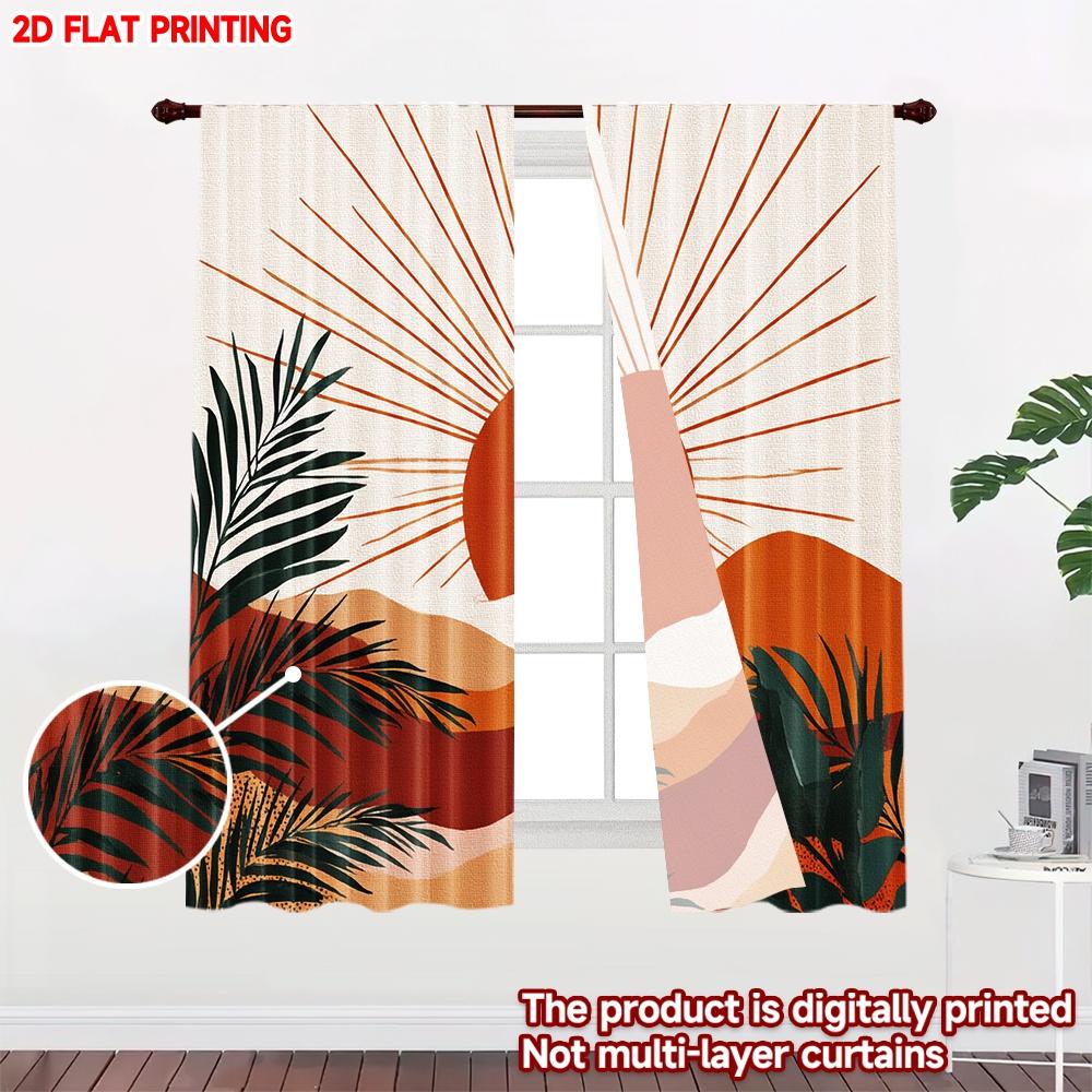 Set Of 2 Flat Printing Happy Valentine Day Curtain Mountain Sunrise Creativity Digital Printed Polyester Drapes Family Made