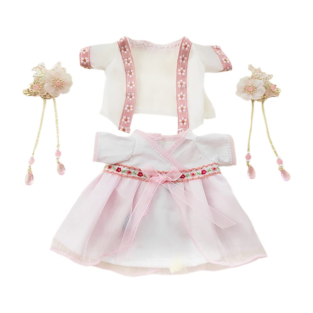 niannyyhouse 20cm Plush Toy with and Accessories Antique-Style Outfit, Jacket, Dress, Hairclip, (Pink)