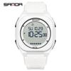 SANDA 6303 Daily Fashion Men's Digital Watch TPU Strap ABS Case Waterproof Casual Sporty Male Multifunction Timepiece Clock Gift