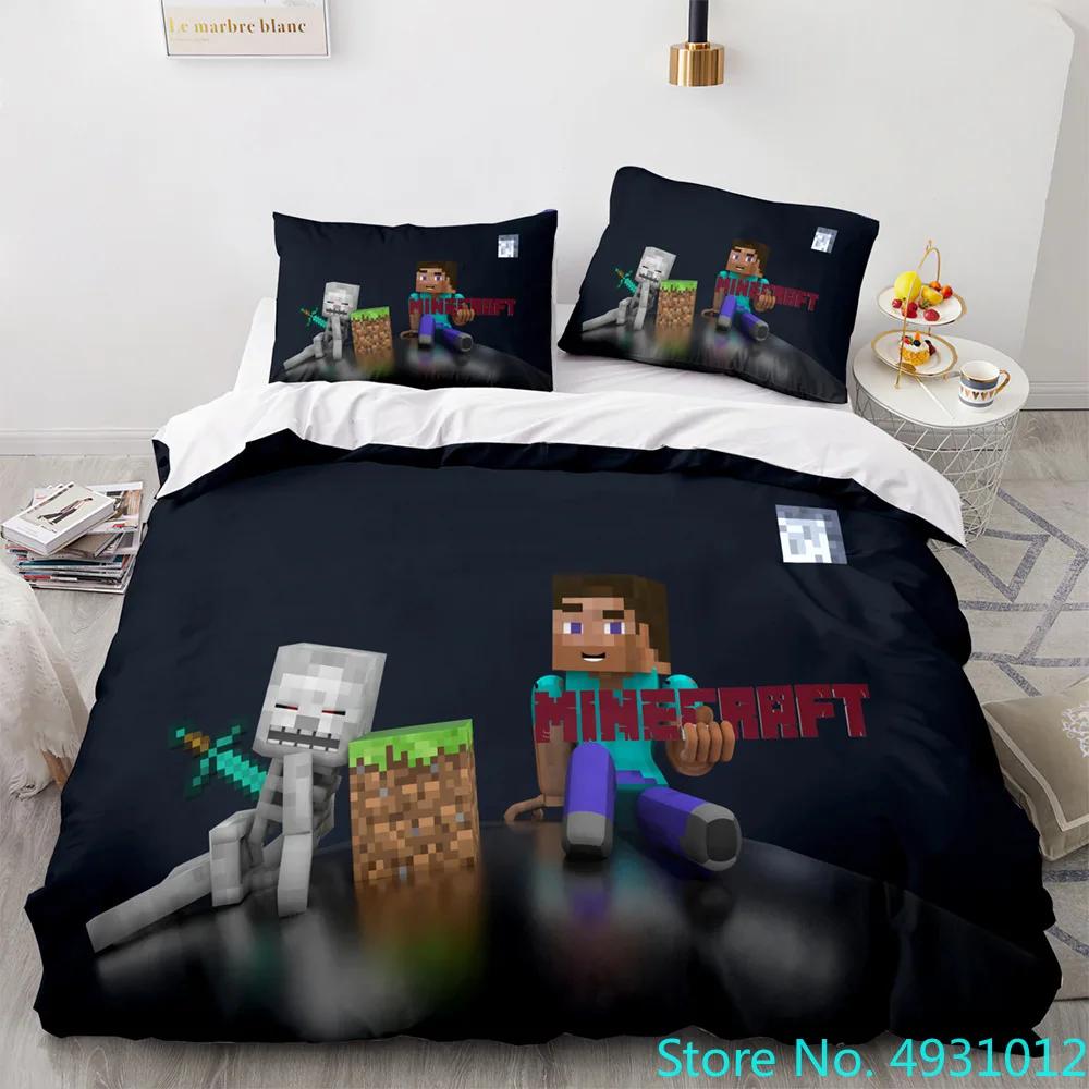 Anime Game My World Monster Hunters Bedding Set Duvet Cover Pillowcases Single Bedclothes Children'S Kids Adult Bedroom Decor