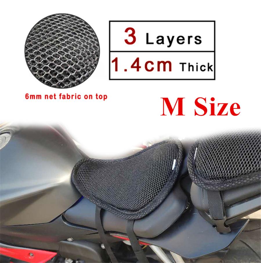 3 Layers Motorcycle Universal Seat Cover Cushion Protect Sunscreen Prevent Seat Sun Pad Waterproof 3D Mesh Honeycomb M Size