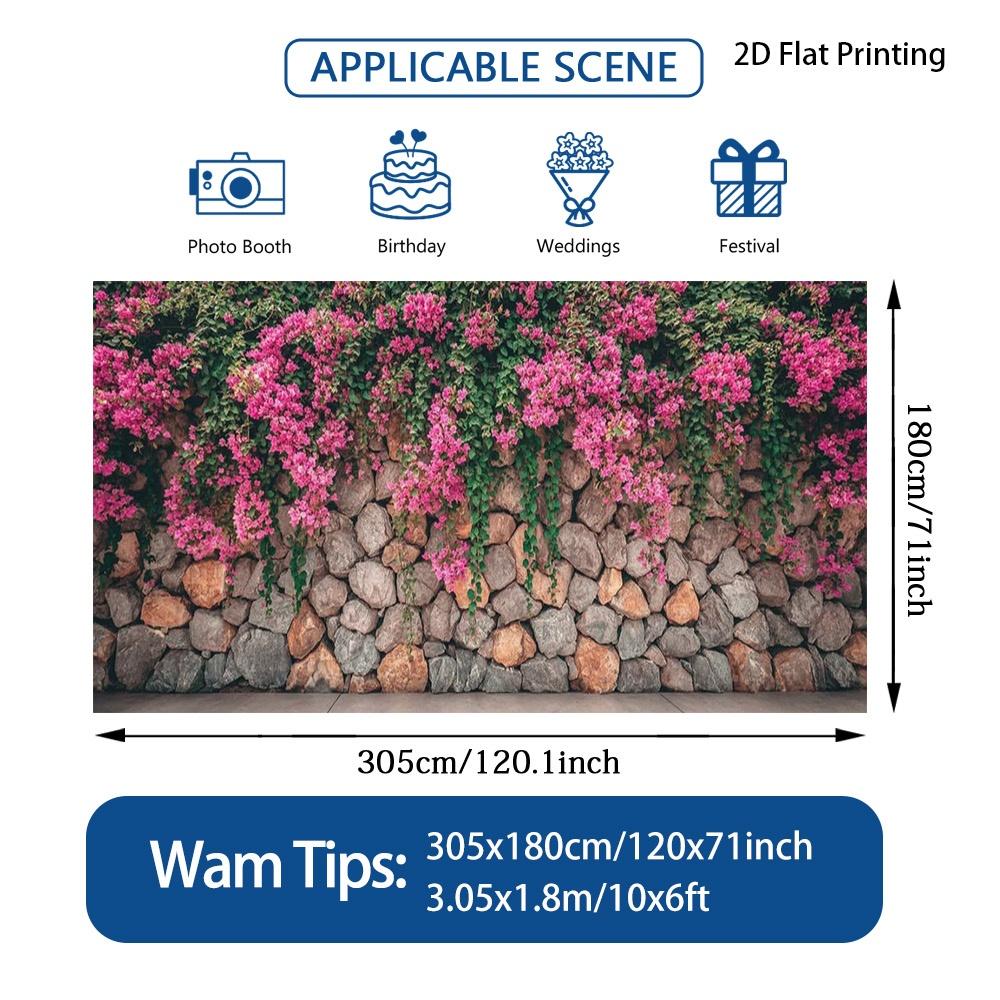 1Pcs Pink Flowers Stone Garage Decoration Background Winter Backdrop Decorations For Photo Studio Photo Booth Christams Party