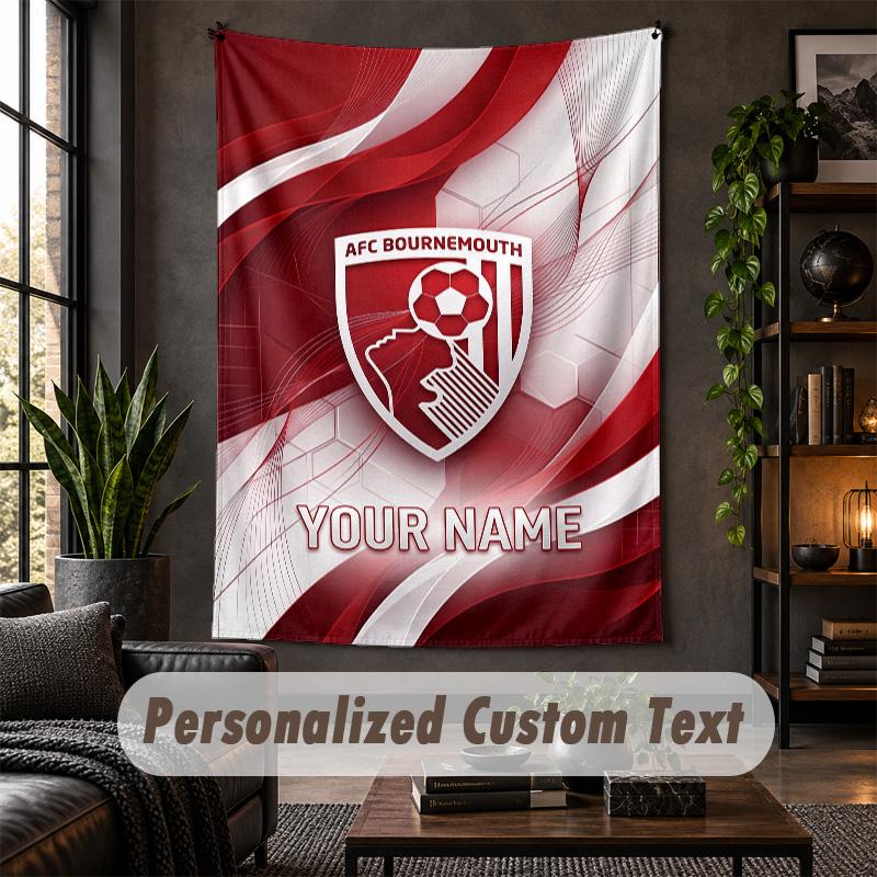 Wall Tapestry Bournemouth Football Print Custom Name Text Wall Hanging Home Decor