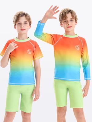 Boys' Quick-Dry Breathable Gradient Two-Piece Swimsuit for Summer