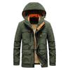 Men's Plus Size Hooded Mid-Length Velvet Cotton Jacket - 2024 Autumn/Winter Casual Outerwear