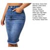 Women Denim Skirt High Waist Button Zipper Fly Multi Pockets Midi Skirt Solid Color Hip Wrapped Tassel Hem Washed Skirt
