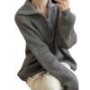 Lazy wind thickened lapel sweater women's autumn and winter soft waxy pullover zipper sweater knitted sweater jacket women