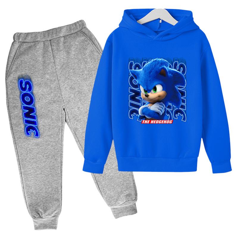 Podzim Zima Sonic the Hedgehog Potisk Postavy Mikiny Tepláky Sety Ležérní Teplé Sportovní S Dlouhým Rukávem Kalhoty Dětské Chlapecké Oblečení Sety