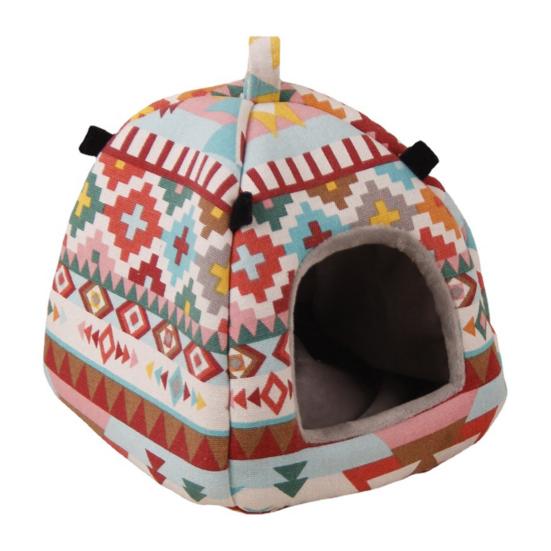 Squirrel Bed Colorful Pattern Keep Warmth Soft Texture Cute Pet Rat Squirrel Nest with Chain Small Animal Supplies