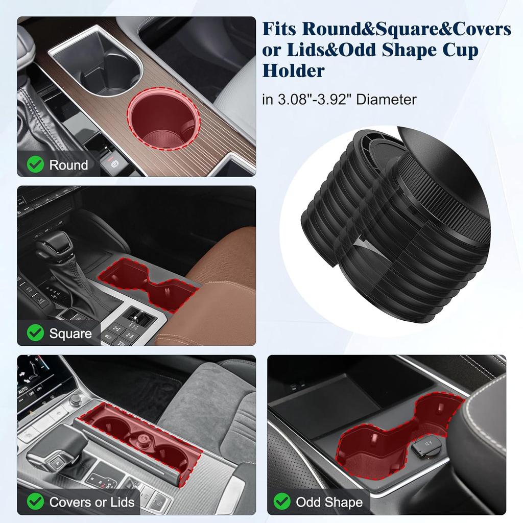 Car Cup Holder Expander, Cup Holder Expander For Car With Stretchable Rubber Base, Large Cup Holder Adapter Compatible With Yeti, Hydro Flask,