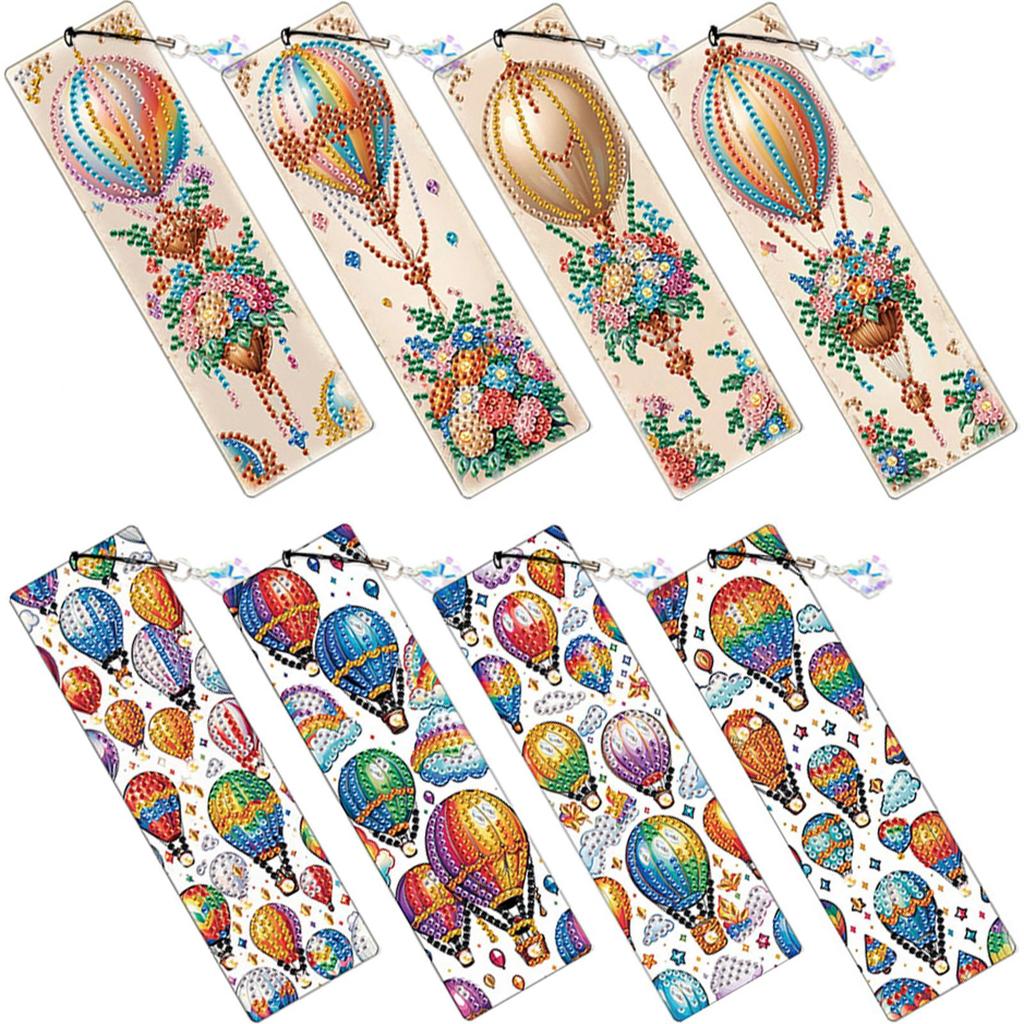 8Pcs Colored Patterns DIY Diamond Bookmark Art Projects Irregular Shaped Diamonds for Readers Home Office Book Decor & Gift Idea