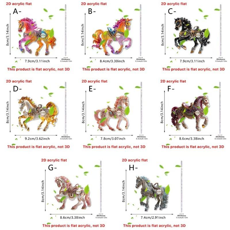 2D Acrylic Horse Car Rearview Mirror Pendant Charm Christmas Tree Ornament Party New Year Hanging Decoration Drop Ornaments