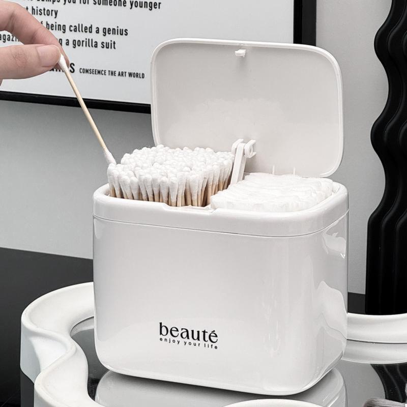 Automatic Pops Up Lift No-Drill Cotton Swab And Makeup Cotton Dispenser Hair Accessories And Hair Tie Desktop Storage Box