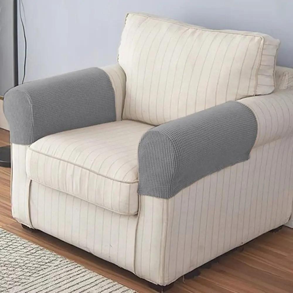 2Pcs Elastic Stretch Jacquard Sofa Arm Covers Anti-Slip Couch Cover Armchair Slipcovers  Couch