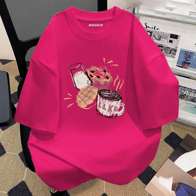 

Женская летняя популярная футболка с короткими рукавами из хлопка, дышащая, свободная футболка с принтом, повседневная 2XL