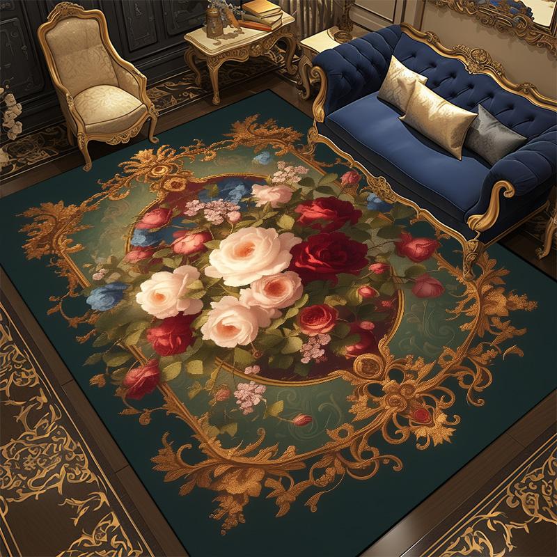 

Ковер с цветочным узором в европейском стиле для гостиной Великолепный коврик для декора спальни Прикроватный ковер большого размера Нескользящие коврики Машинная стирка 160*200cm