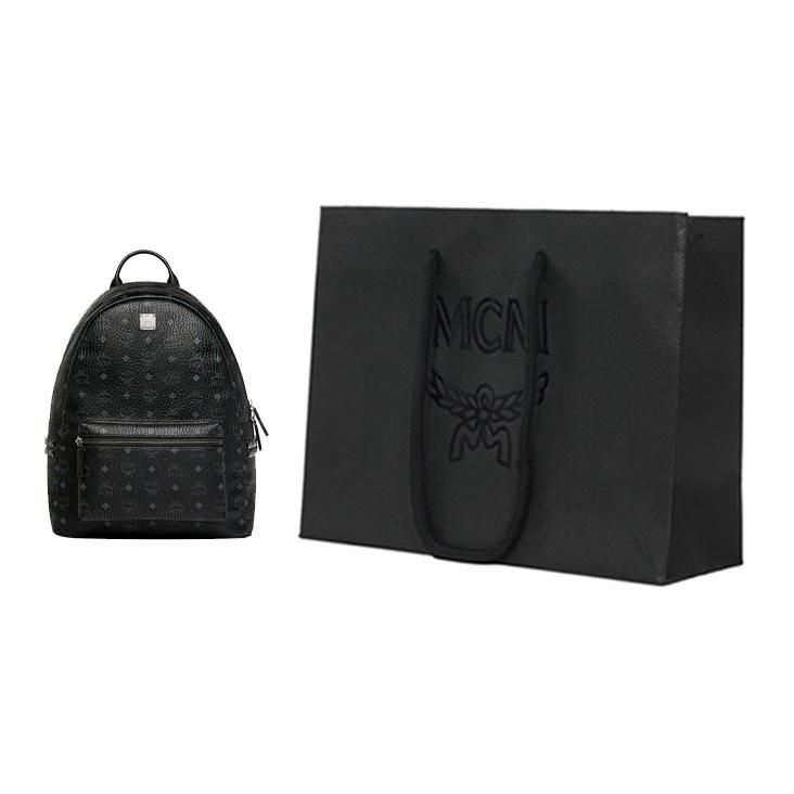 MCM Monogram Print Silver Hardware Classic Double Side Studs Large Capacity Coated Canvas And Napa Leather Backpack Unisex Backpack MMK6SVE38BK001
