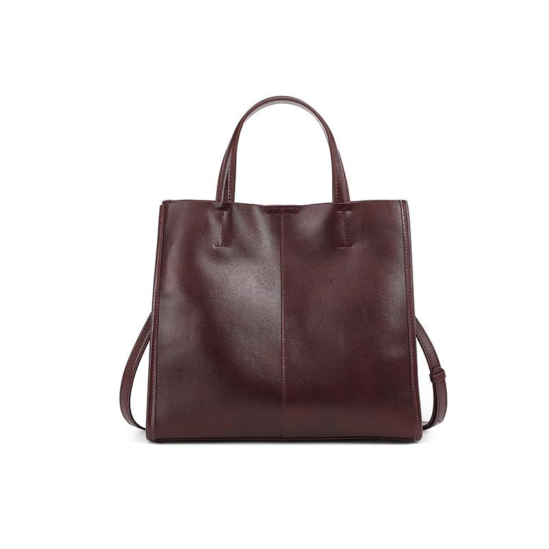 Leather Women's Bags Large Capacity Vertical Square Bags Simple Shoulder Crossbody Handbags Cowhide Women's Bags
