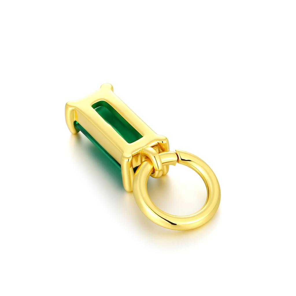 Gold Copper Earrings, Fashionable Light Luxury Green Zircon Combination Earrings And Earrings.