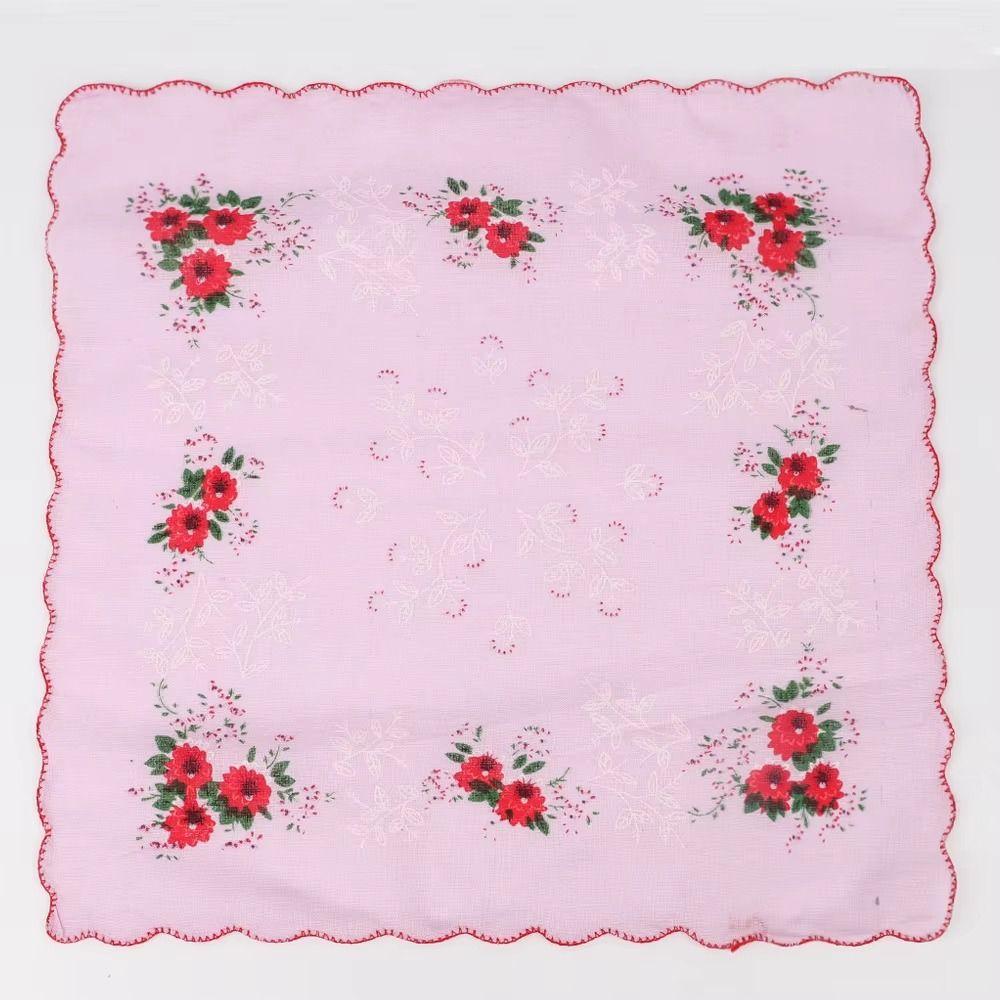 12Pcs 28x28cm Women's Printed Handkerchiefs Sweat Absorbent Thin Sweat Towel  Nostalgic