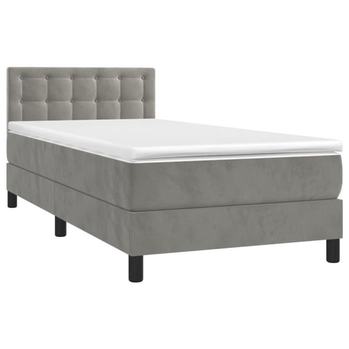 VidaXL Lit à sommier tapissier et matelas Gris clair 100x200cm Velours - Modèle 3141527