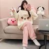 Women's Winter Coral Fleece Pajamas, Long-Sleeved Flannel Set with Velvet, Suitable for Spring and Autumn, Can Be Worn Outdoors