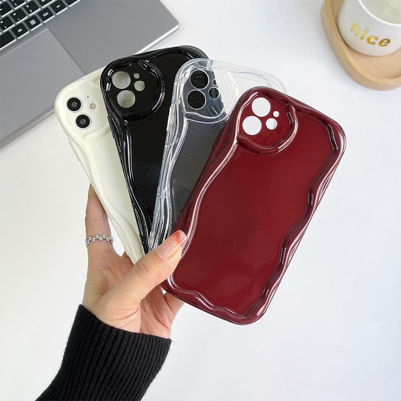 Transparent Solid Color Silicone Mobile Phone Case For Iphone16Promax Fine Hole Cream Wind Apple 17 Anti-Drop 14 Soft