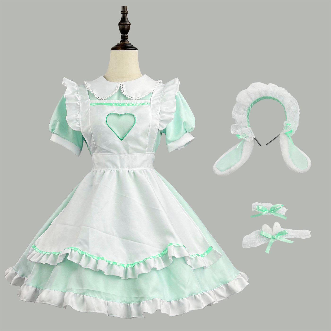 

Super Cute Lolita Bunny Girl Maid Heart Hollow-out Cosplay Costume (Plus Size) Extra Large