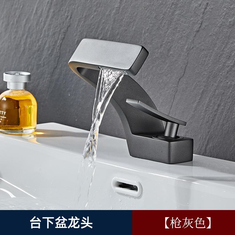 Golden Creative Waterfall Home Single Hole Handwashing Basin Face Washing Basin Desk Basin Faucet Bathroom  Faucet