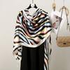 Spring and Summer Colourful Stripes Liqin Satin With Printed Medium Long Silk Scarf Ladies Shawl