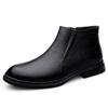 Men's Mid-Top Leather Zipper Boots: Casual & Formal, Autumn-Winter, High-Top Cowhide, Outdoor Short Boots.