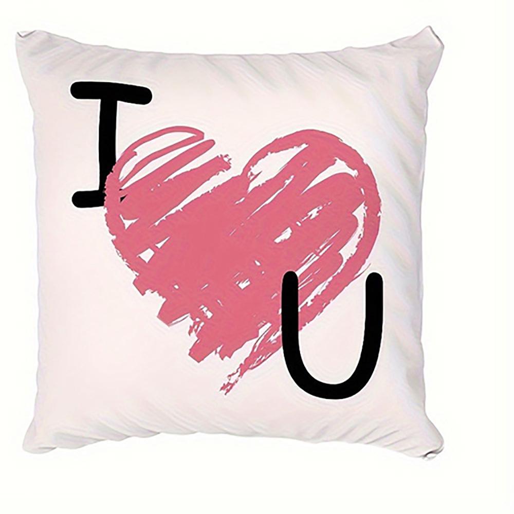 Love You Heart-Shaped Pillowcase - Decorative Cushion Cover, Suitable for Sofa, Car & Bedroom
