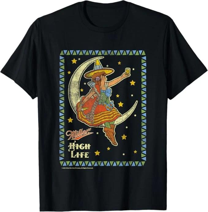 Miller High Life Girl On The Moon Vintage Desing T-Shirt New L
