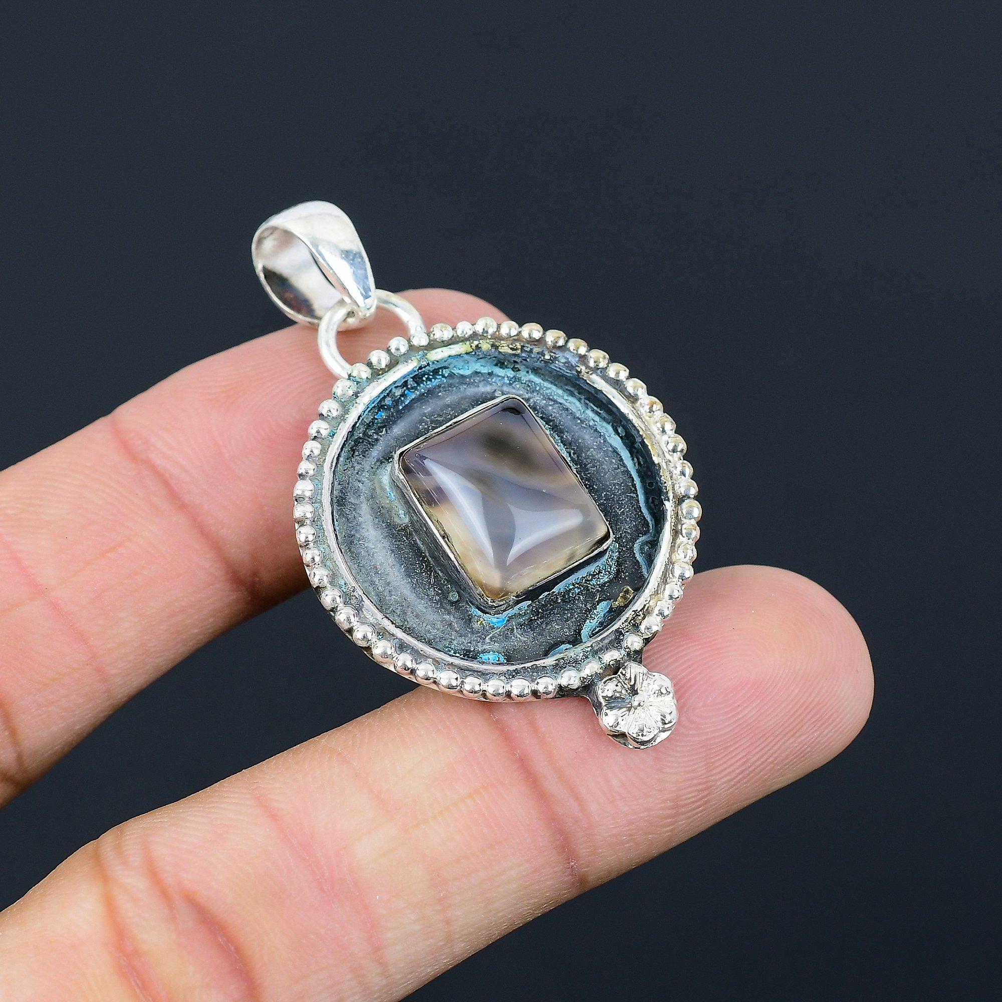 Friendship Day Sale Natural Montana Agate Pendant Jewelry 925 Sterling Silver