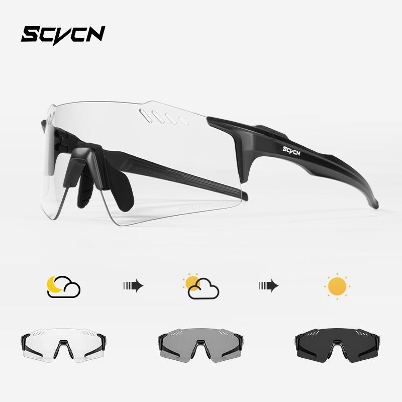 SCVCN Photochromic Hiking Eyewear Fashion Rimless Cycling Glasss Sports Running Sunglasses for Men Goggles Mtb Bicycle 1 Lens