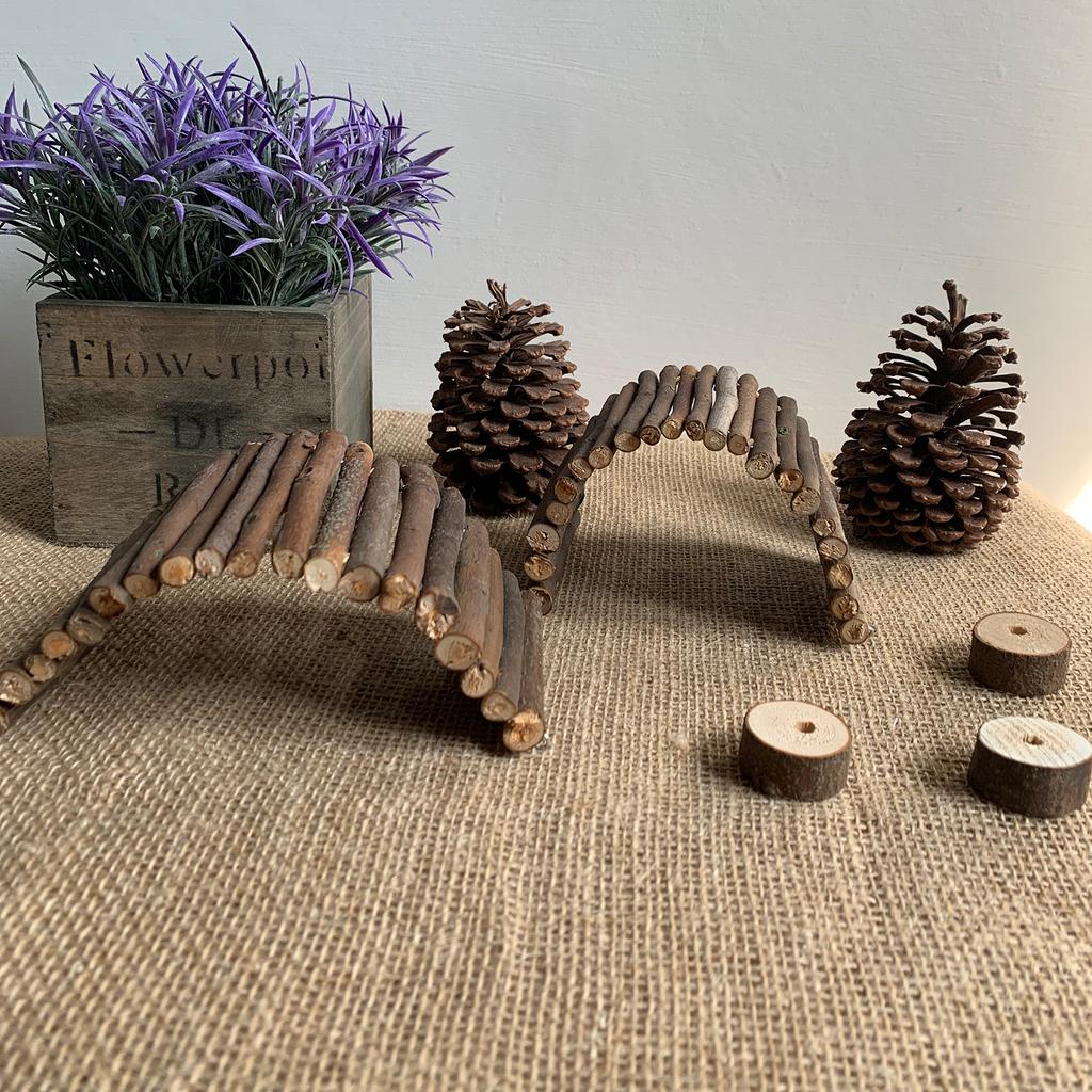 Hamster Bridge Ladder Natural Wooden Bridge Toy for Small Animals Cage Wood Ladder Natural Hideout for Guinea Small Animals House