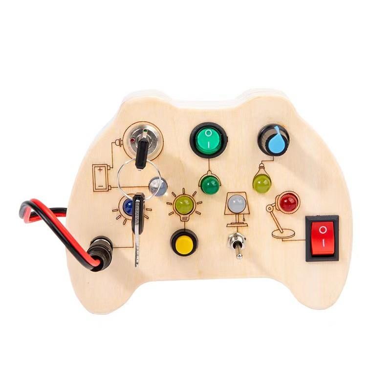 Learning Led Wooden Busy Board With Circuit Switches For Kids Toy Developmental