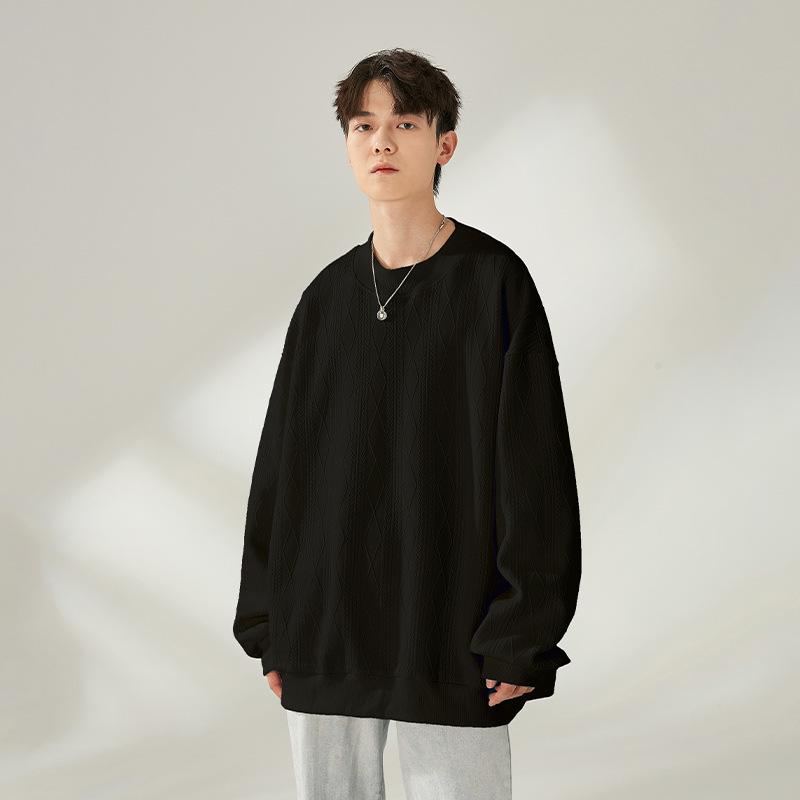 NASA Men's Trendy Long Sleeve Spring/Autumn Hoodie - Plus Size Heavyweight T-Shirt with Velvet, Solid Color, Loose Slit Design.