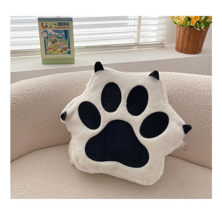 Cute Cat Paw Plush Backpack for Girls - Single Shoulder & Student Style for Autumn/Winter