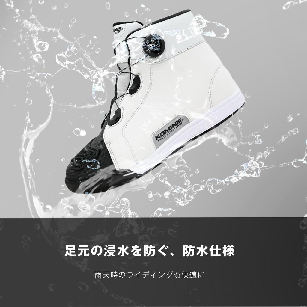 Komine 2025 Model Dial Fit WP Riding Wide Dial Size cm BK-301 Sneakers, Waterproof, Fit, Black, 25.5