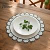 Retro Sunflower Lace Coasters Flower Shaped Placemat with Embroidered Pattern, Pastoral Style for Dining Table, Exquisite Table Covers Heat Resistant