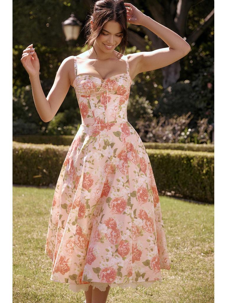 European & American Floral French Style Summer Camisole Dress – Gentle, Slimming Long Floral Dress