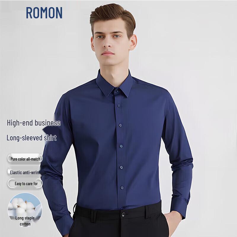 ROMON Men's Business Formal Long-Sleeve Shirt