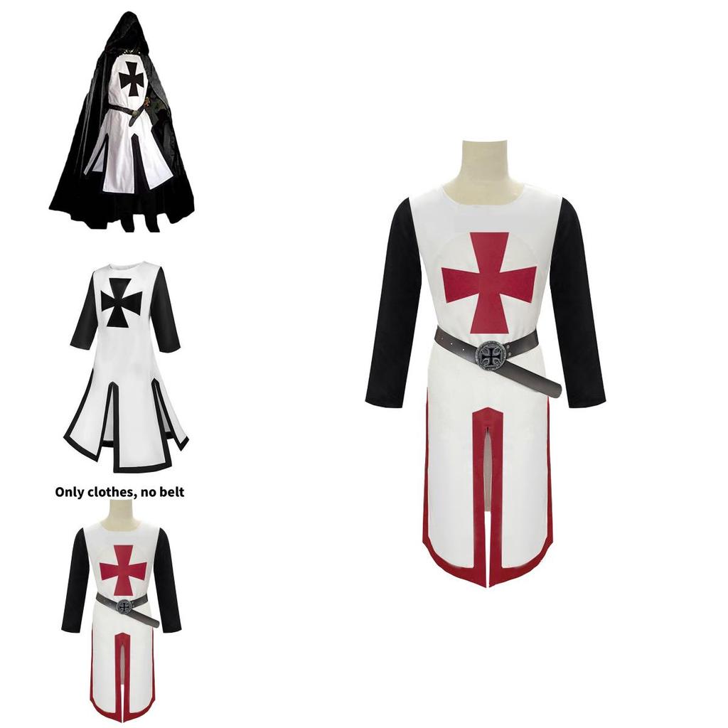 Knights Templar Costume For Stage Performance With Digital Print Cotton Blend For Adults