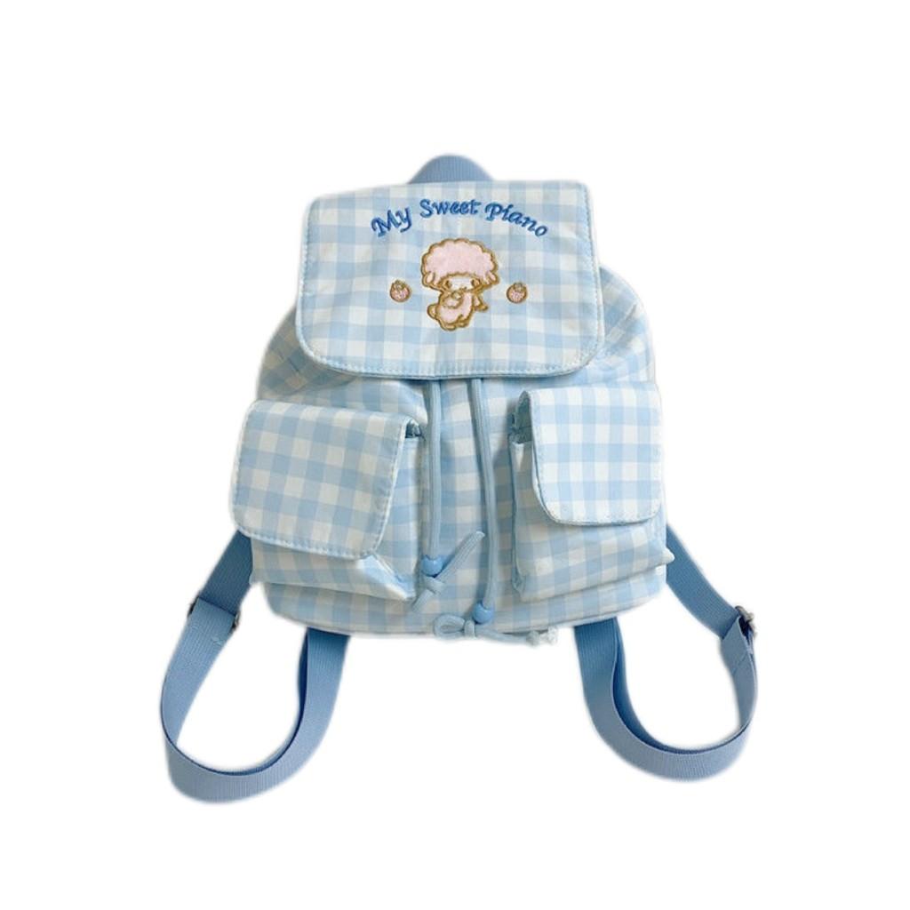 Sheep Pattern Student Backpack Oxford Material Cute Book Bag With Compact Design For Teens синий