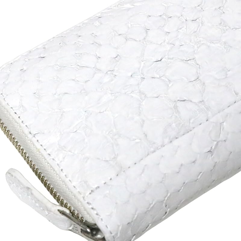 [Berkut] white long wallet men's ladies snakeskin snakeskin snake leather genuine leather Genuine leather leather leather YKK male woman round zip