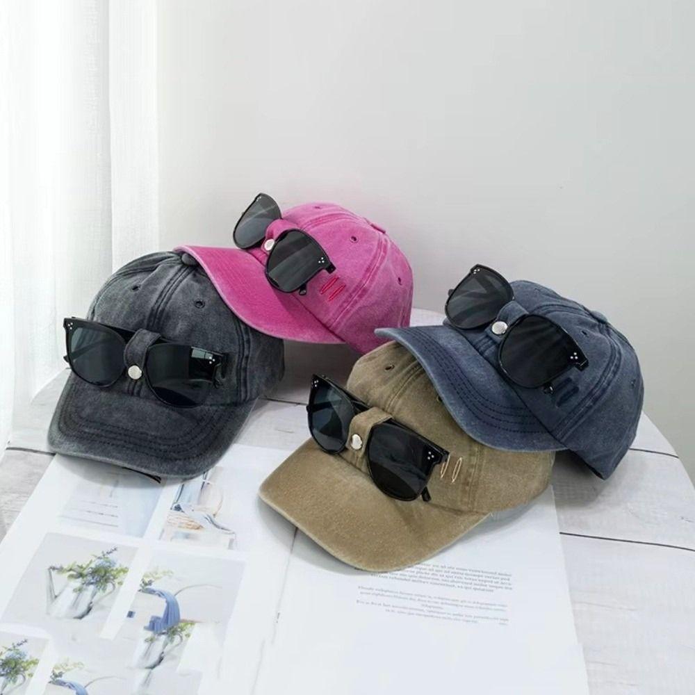 Breathable Sunshade Cap with Sunglasses Sweet Duck Tongue Cap Fashion Sun Protection Cap Camping