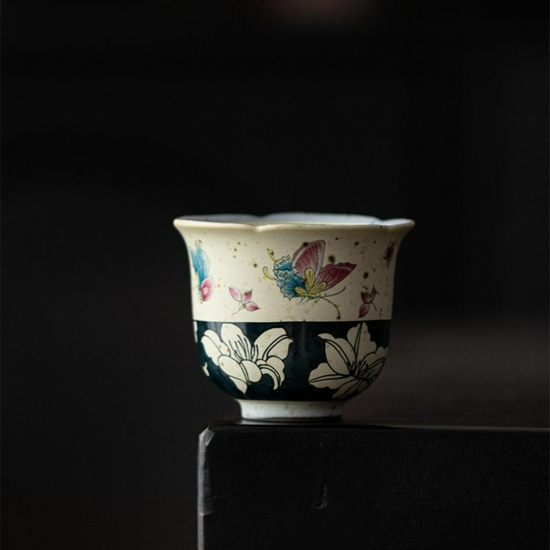 Chinese Style Ceramic Tea Cup Handmade Vintage Pottery Tea Bowl Teaware Household Personal Master Teacup Teaset Meditation Mugs